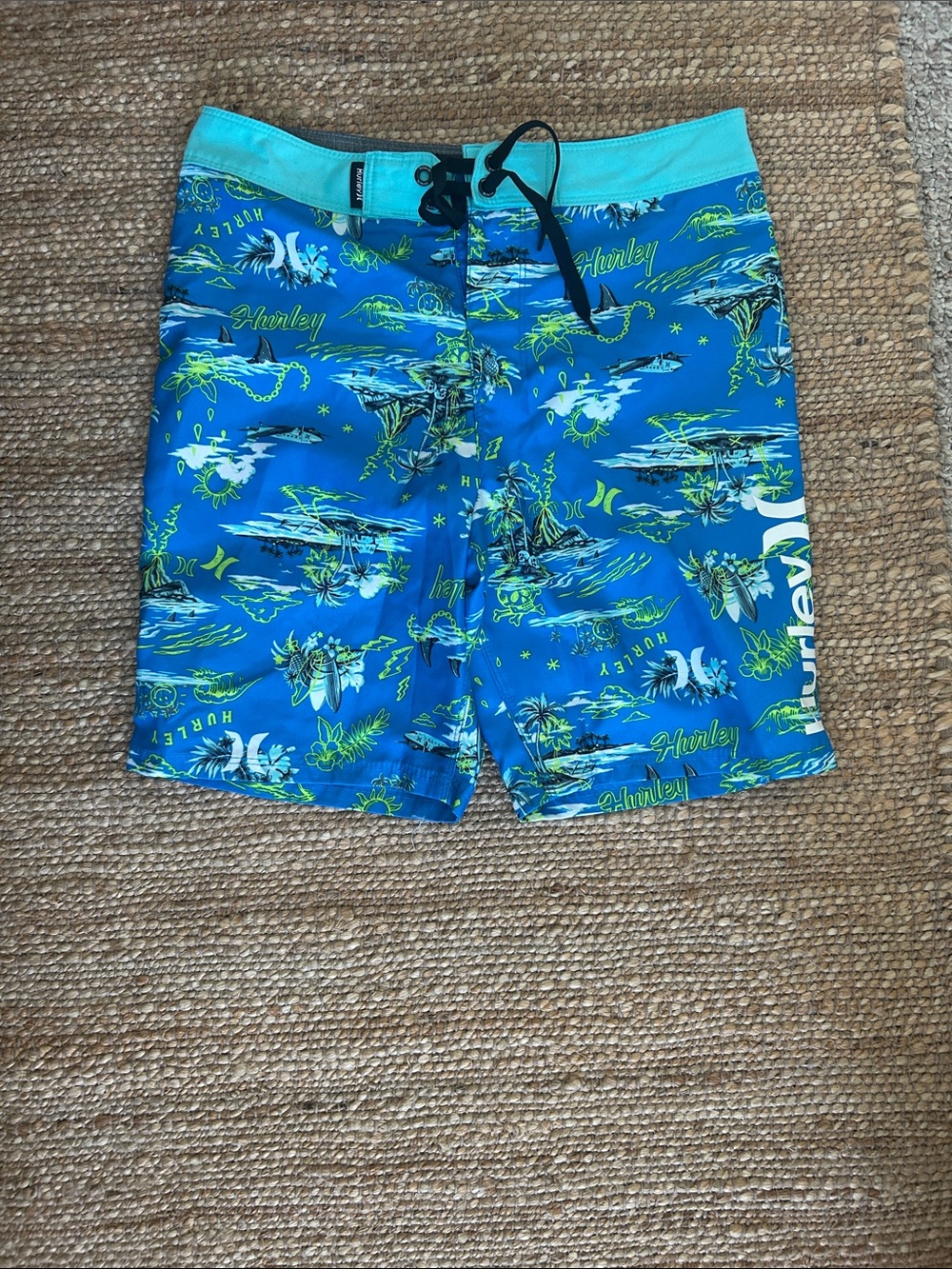 Hurley Blue and Aqua Tropical Boys' Swim Shorts